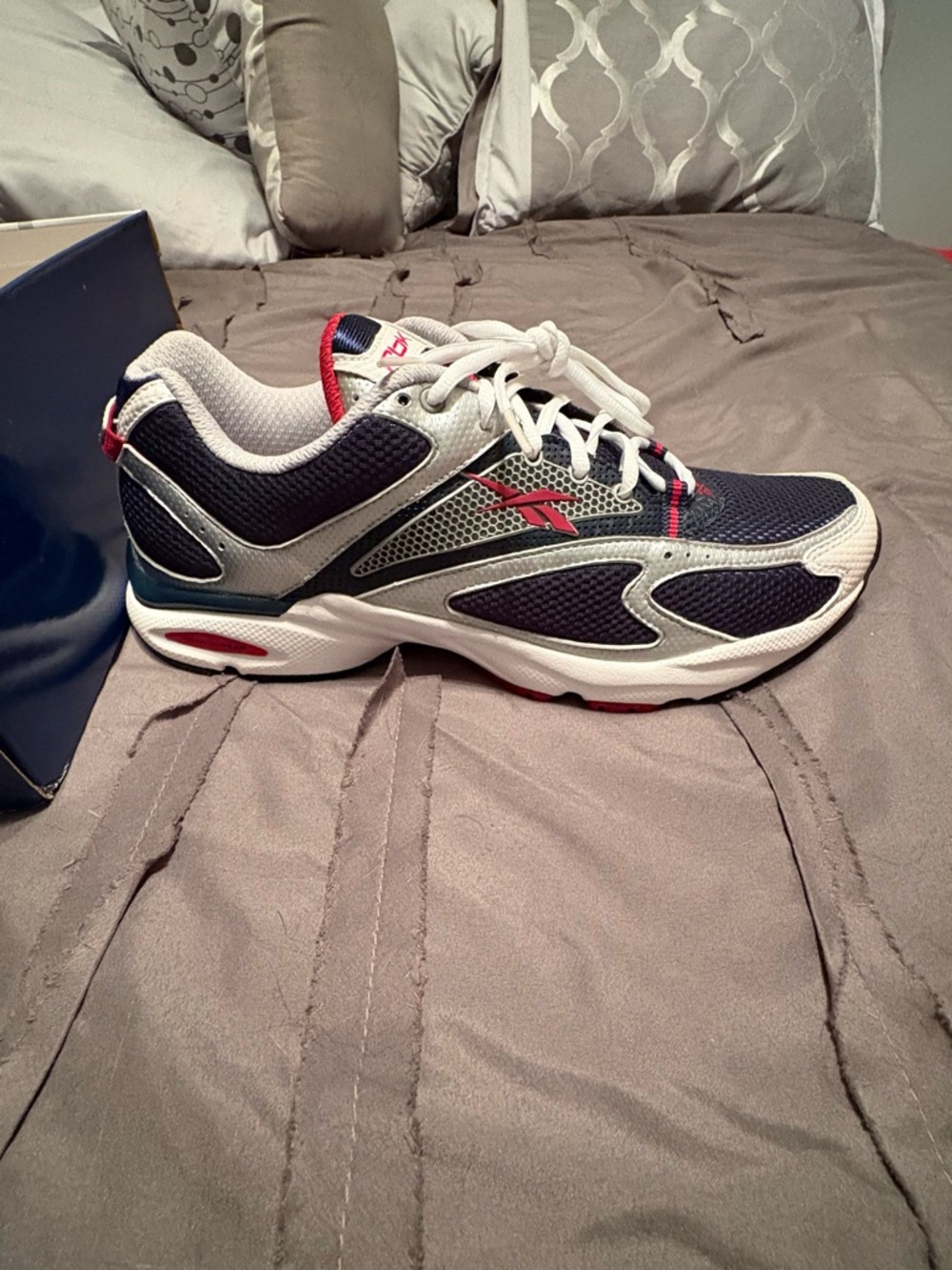 Reebok Men's Navy, Silver and Red Athletic Sneakers - Picture 5 of 6